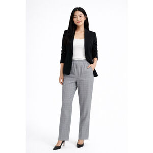 Women's EHL Gray & Black Plaid Petite Trousers Size 10P